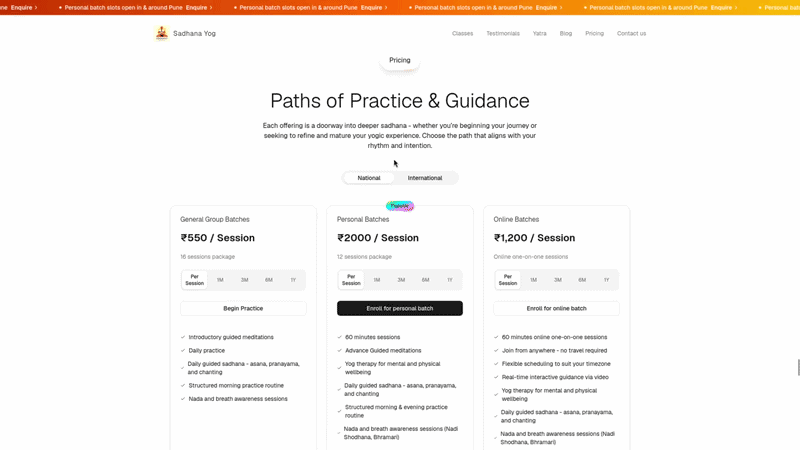 Transparent Pricing & Yatra Retreats screenshot 1